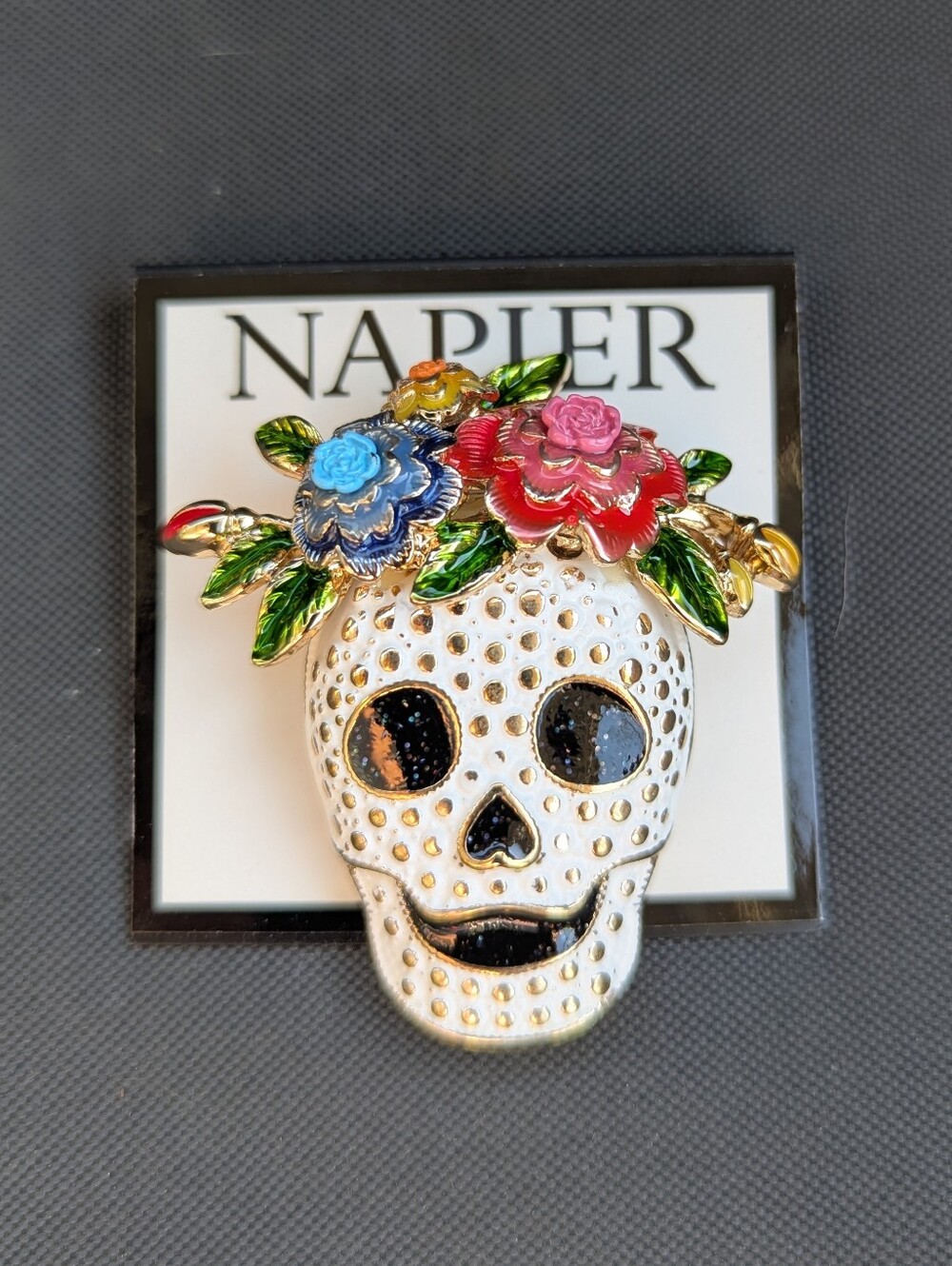 Napier Gold Tone Day Of The Dead Pin